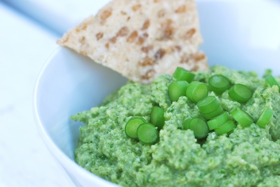 garlic scapes dip close up