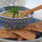 Moroccon Eggplant Dip w/ Cumin Dusted Sprouted Grain Tortillas