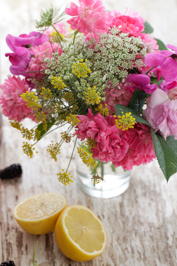 flowers, lemon & blackberries